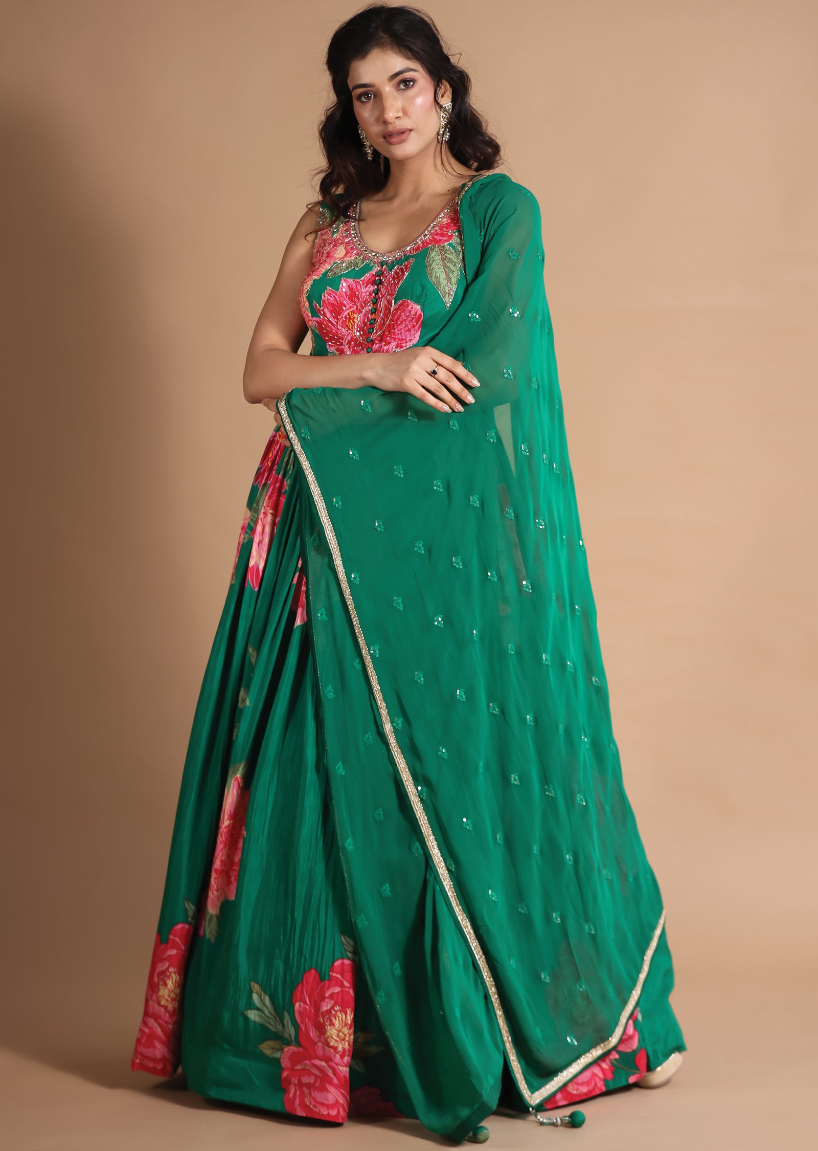 Green Modal Anarkali