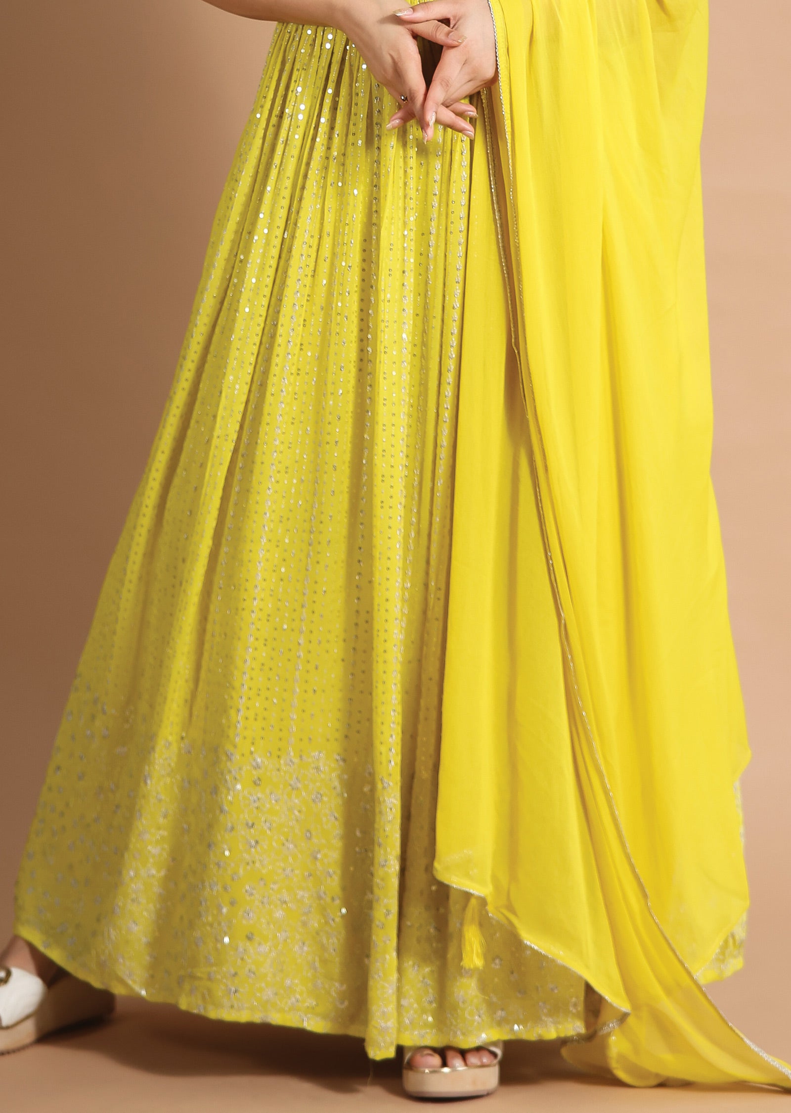 Yellow Georgette Anarkali