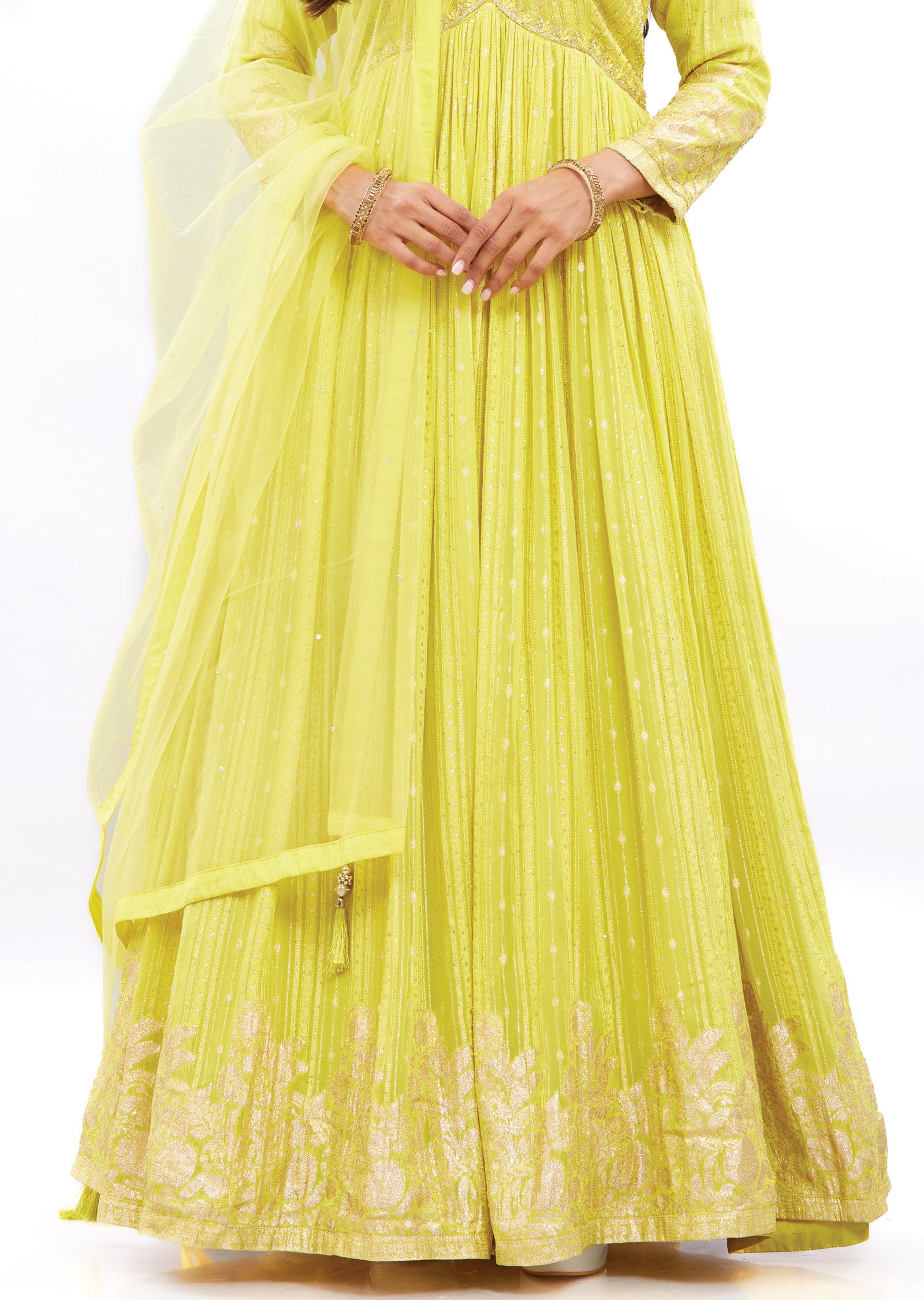 Yellow Alia Cut Anarkali Dress