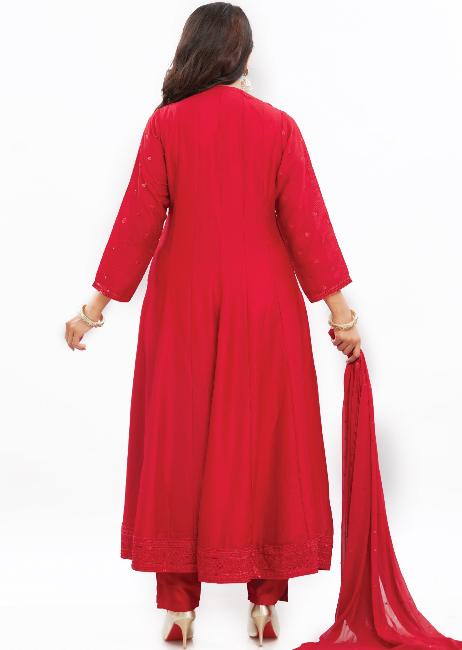 Red Silk Anarkali Suit