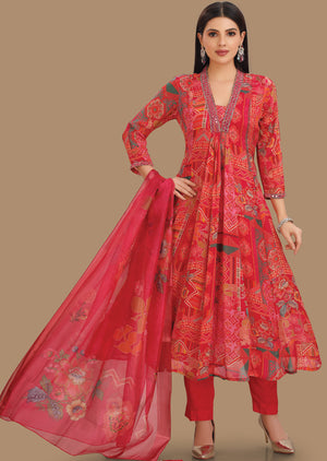 Rani Pink Chinnon Anarkali