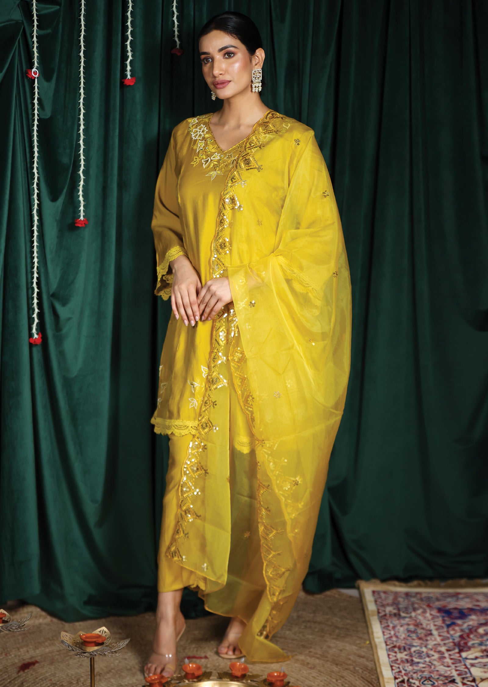 Mustard Silk Anarkali