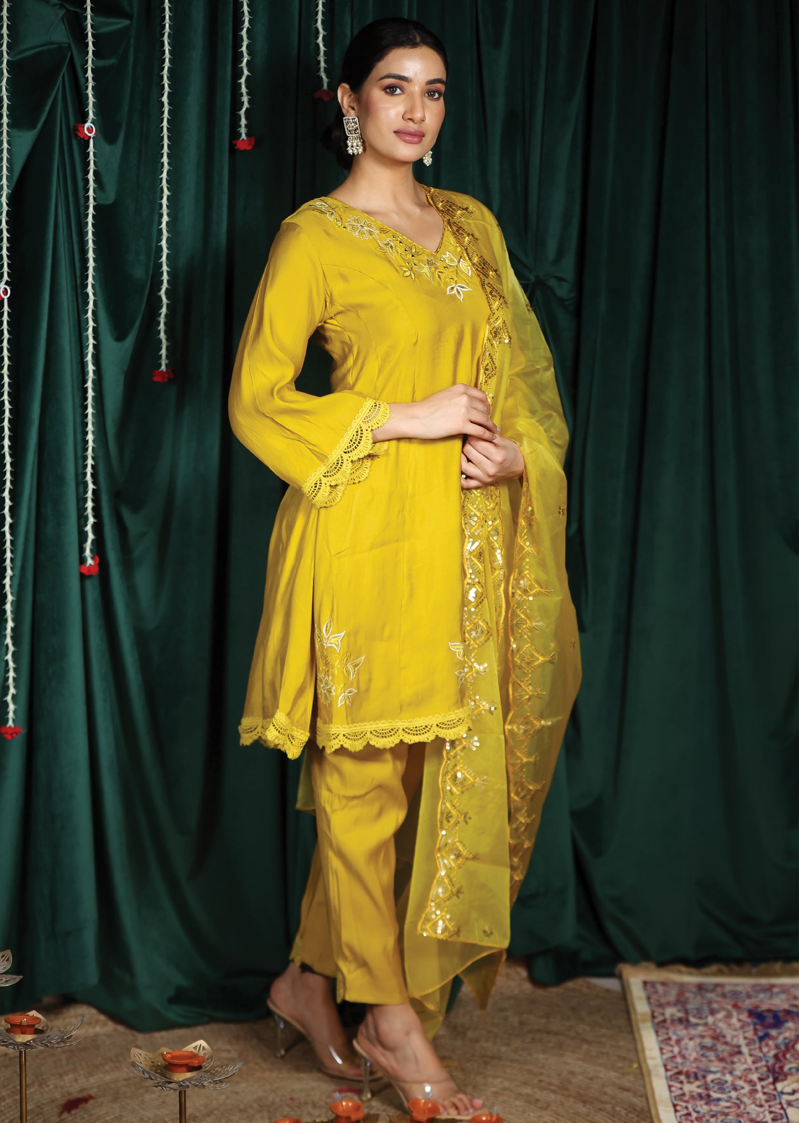 Mustard Silk Anarkali