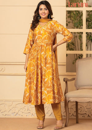 Mustard Muslin Anarkali