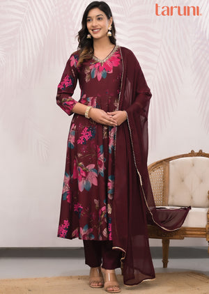 Maroon Muslin Anarkali