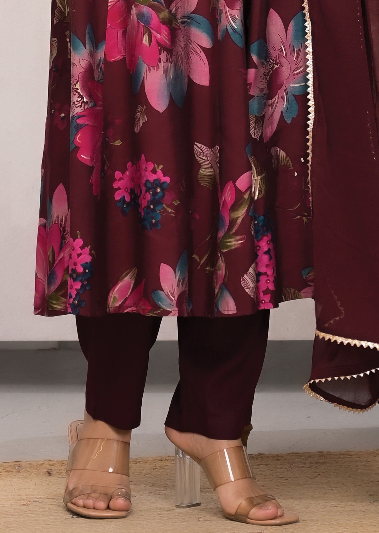 Maroon Muslin Anarkali