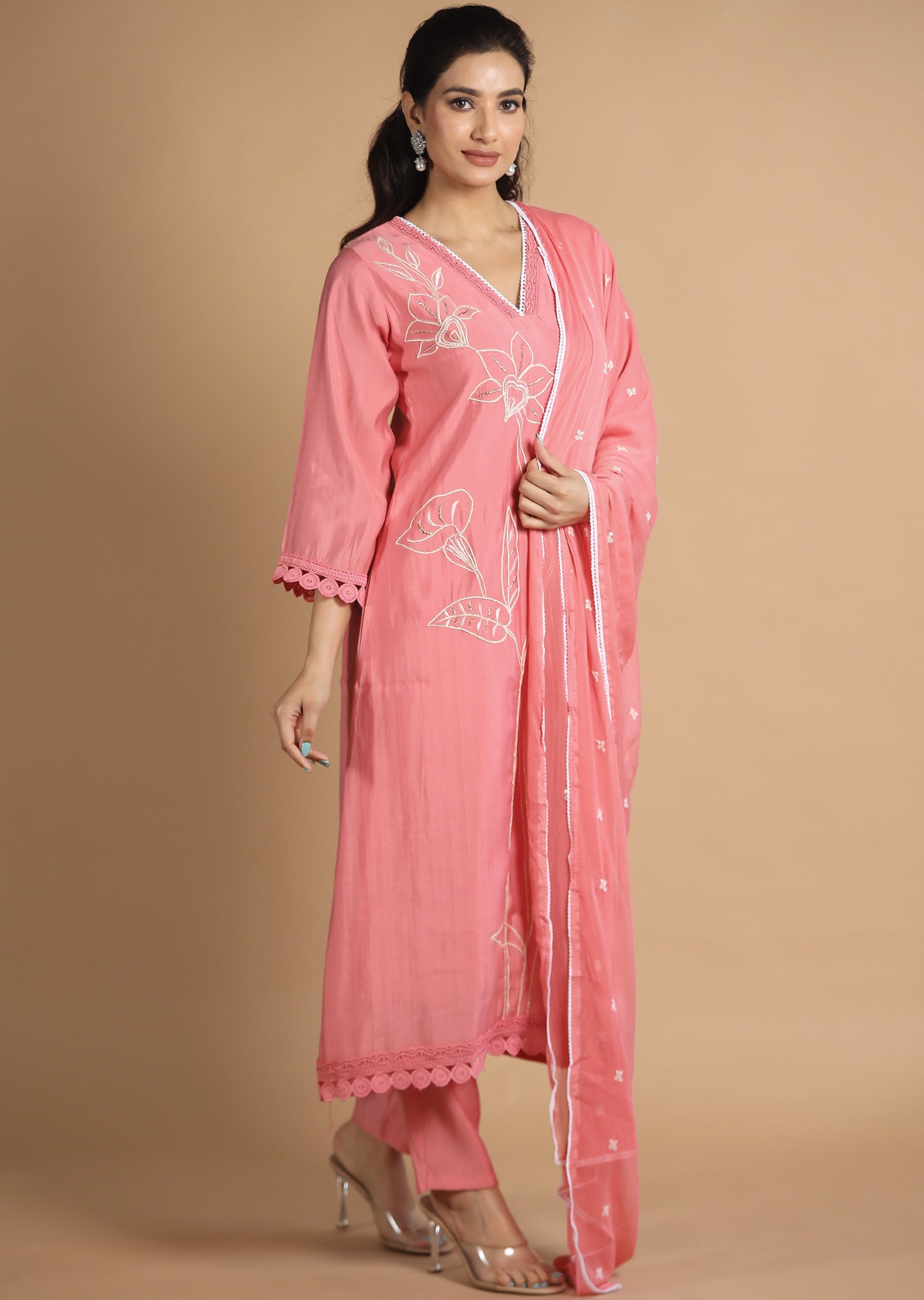 Pink Soft Silk Anarkali