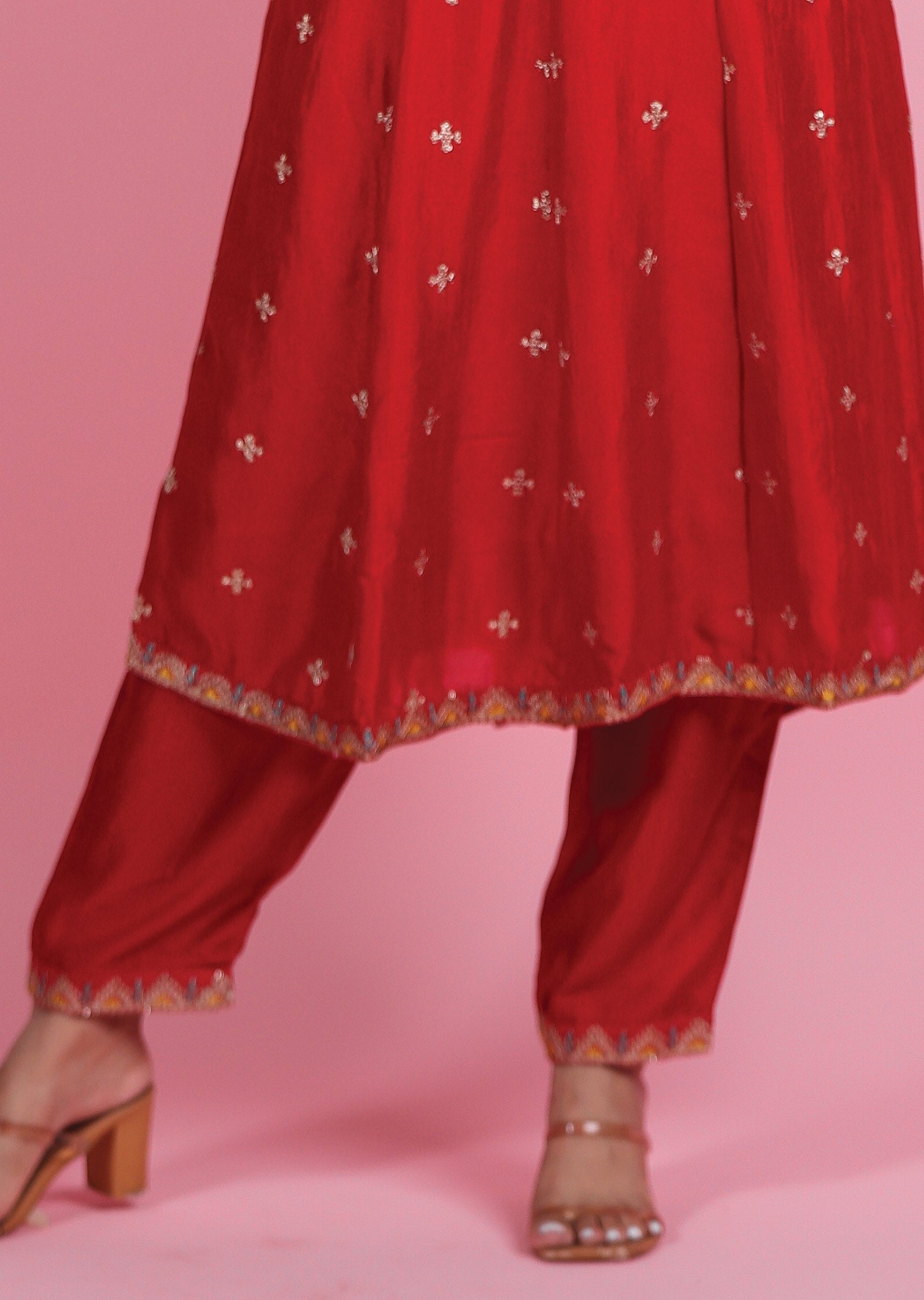 Red Silk Anarkali