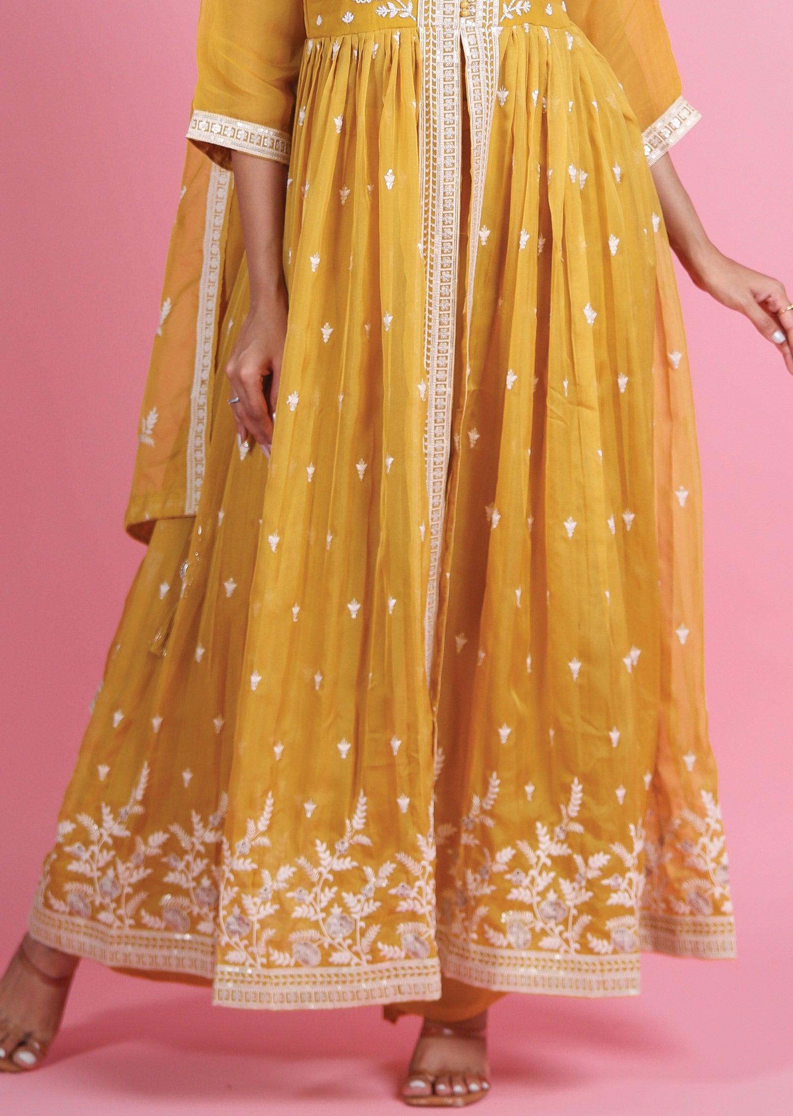 Mustard Organza Anarkali