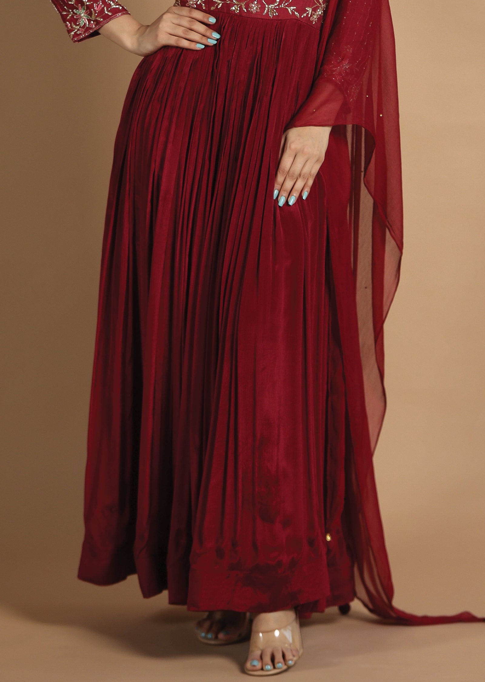 Maroon Chinnon Anarkali