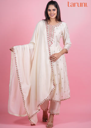 Cream Silk Anarkali