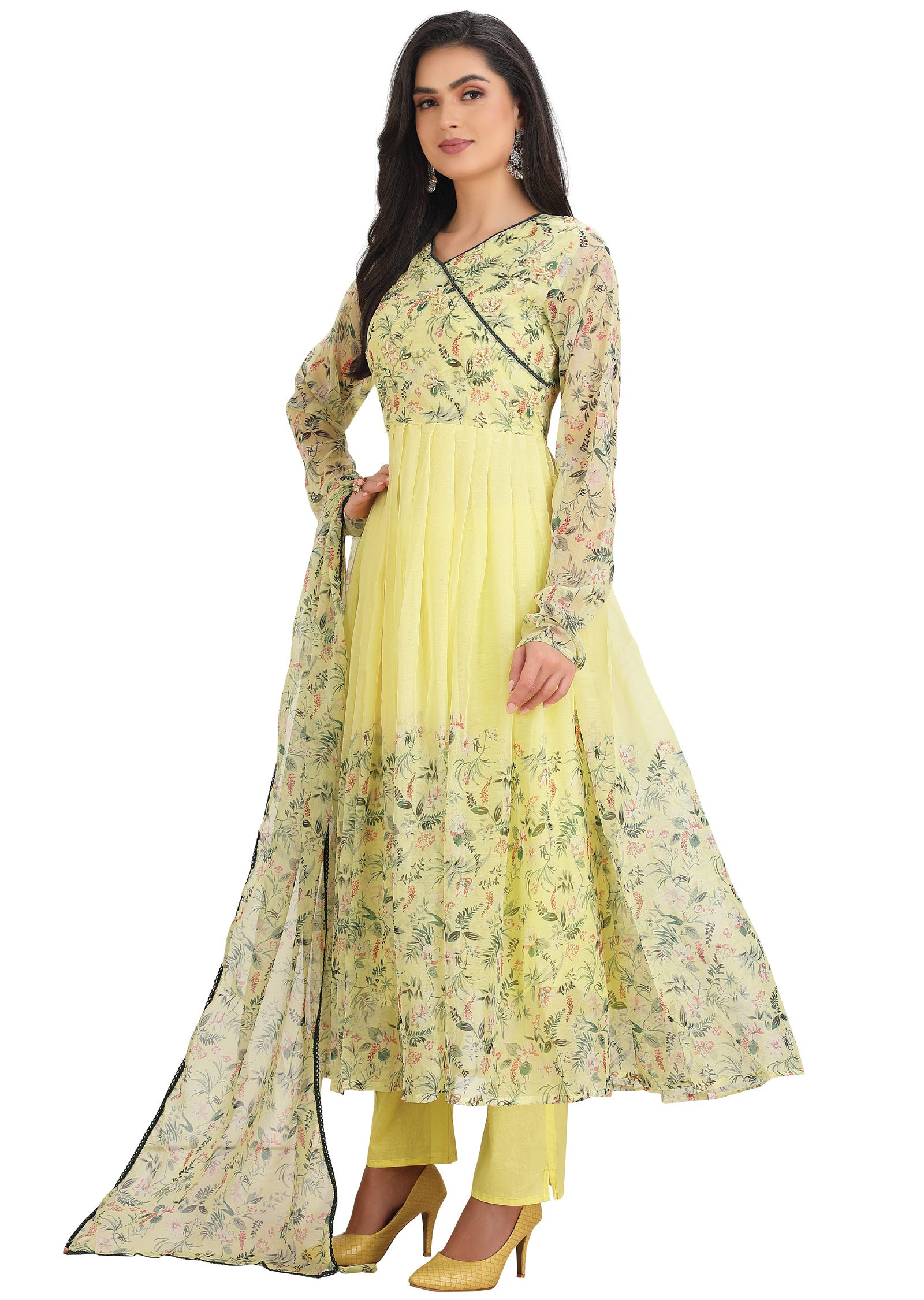 Yellow Chiffon Anarkali