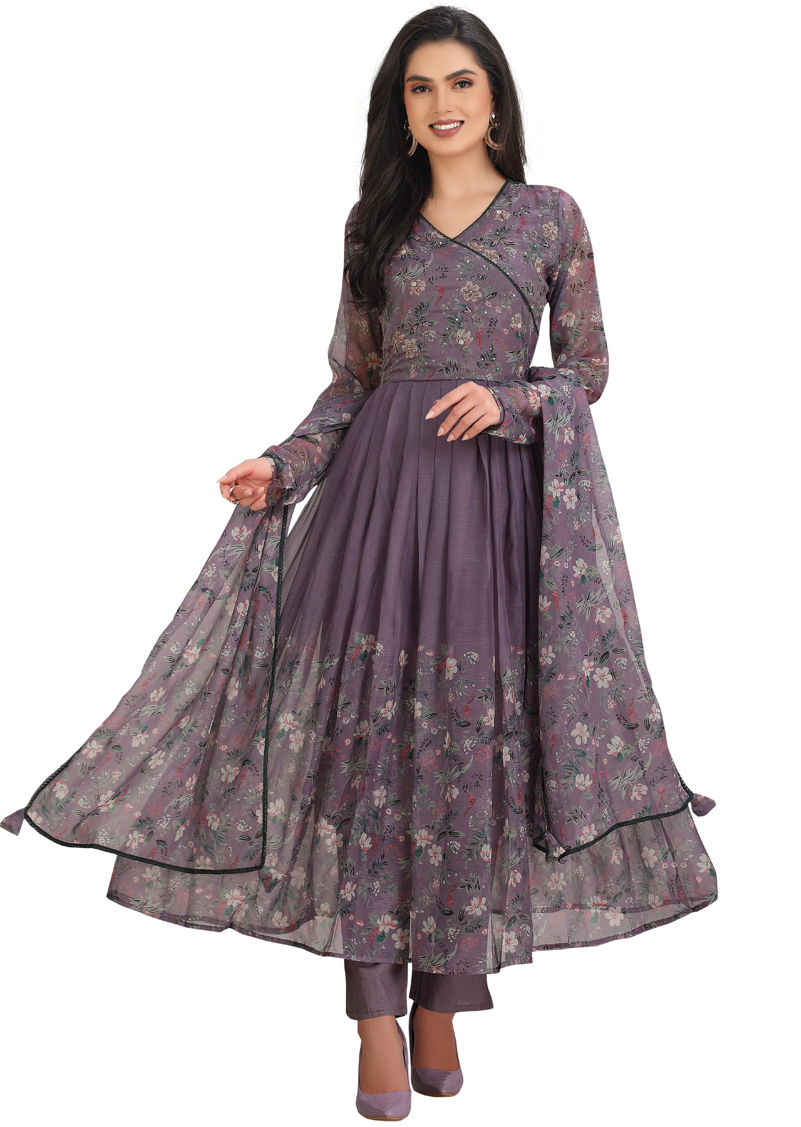 Grey Chiffon Anarkali