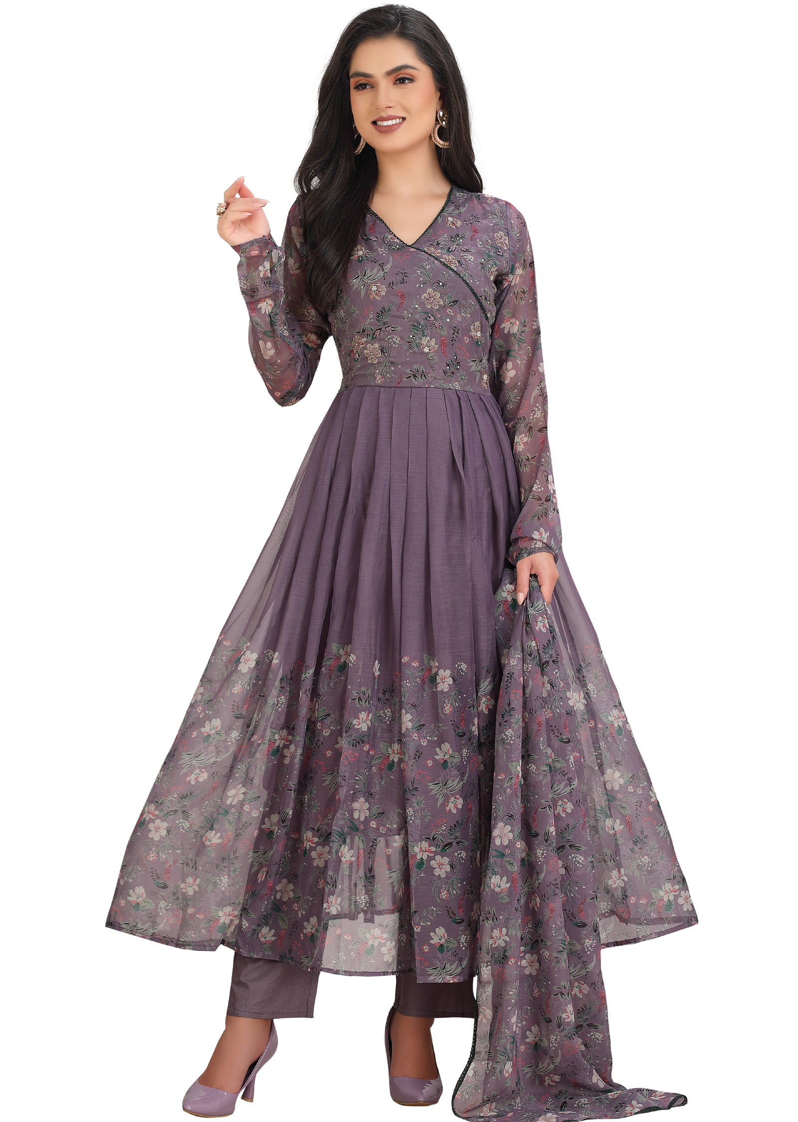 Grey Chiffon Anarkali