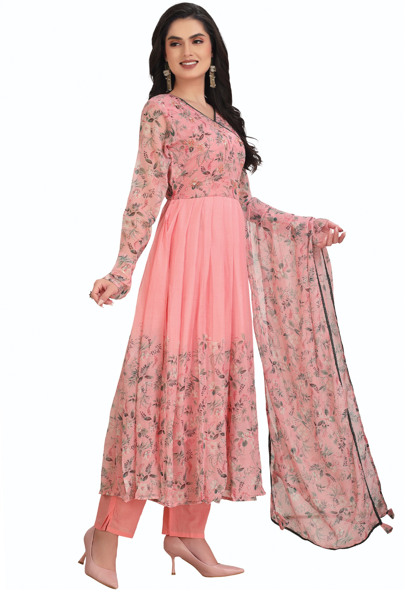 Peach Chiffon Anarkali