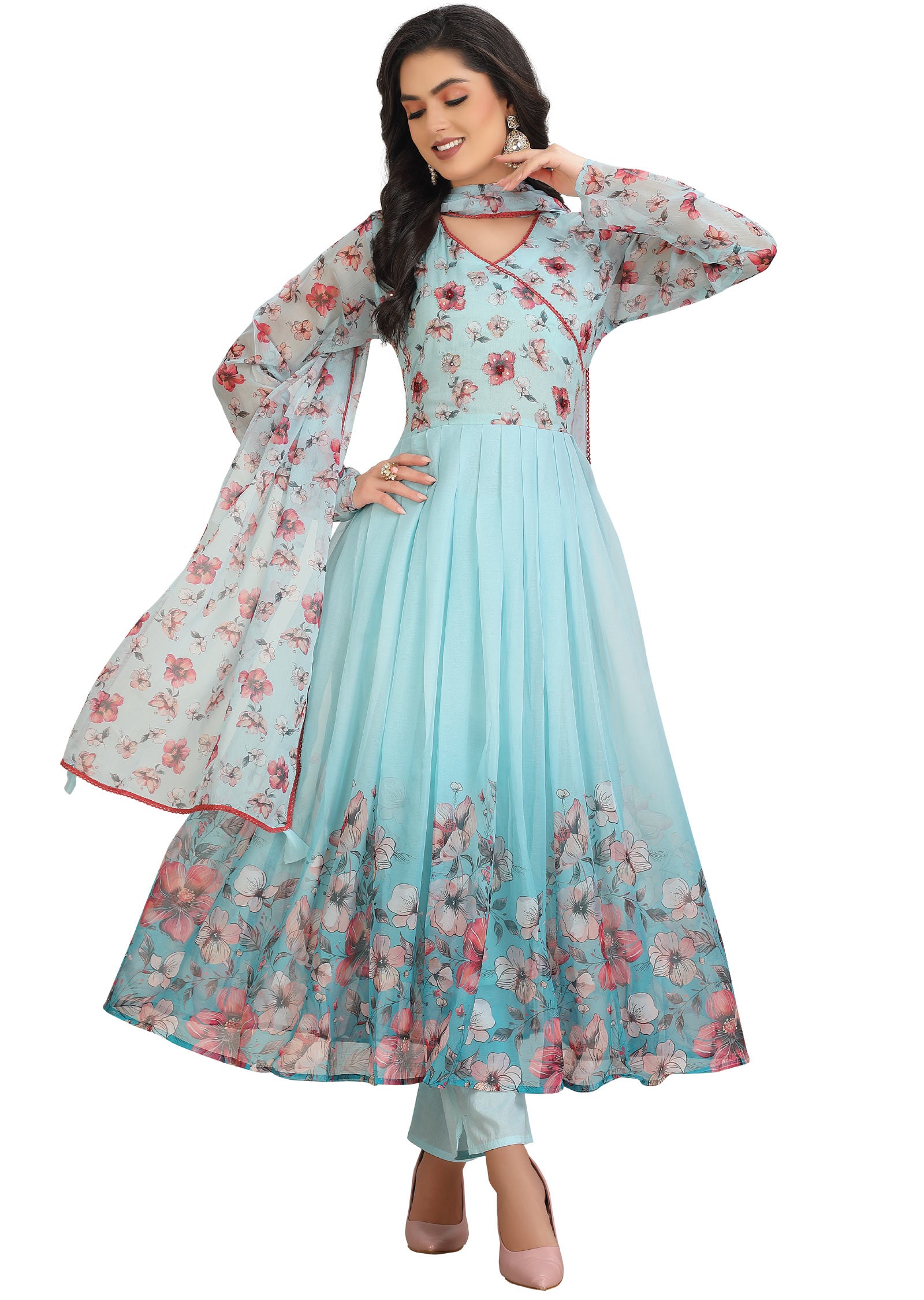 Light Blue Chiffon Anarkali