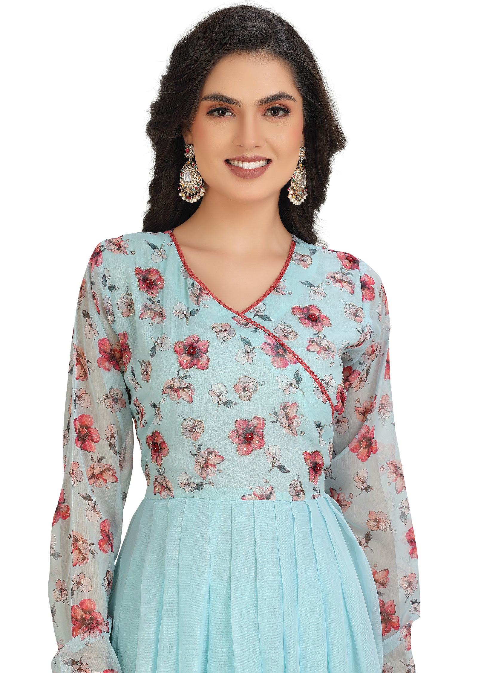 Light Blue Chiffon Anarkali