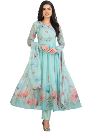 Sea Green Chiffon Anarkali