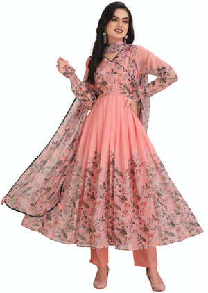 Peach Chiffon Anarkali