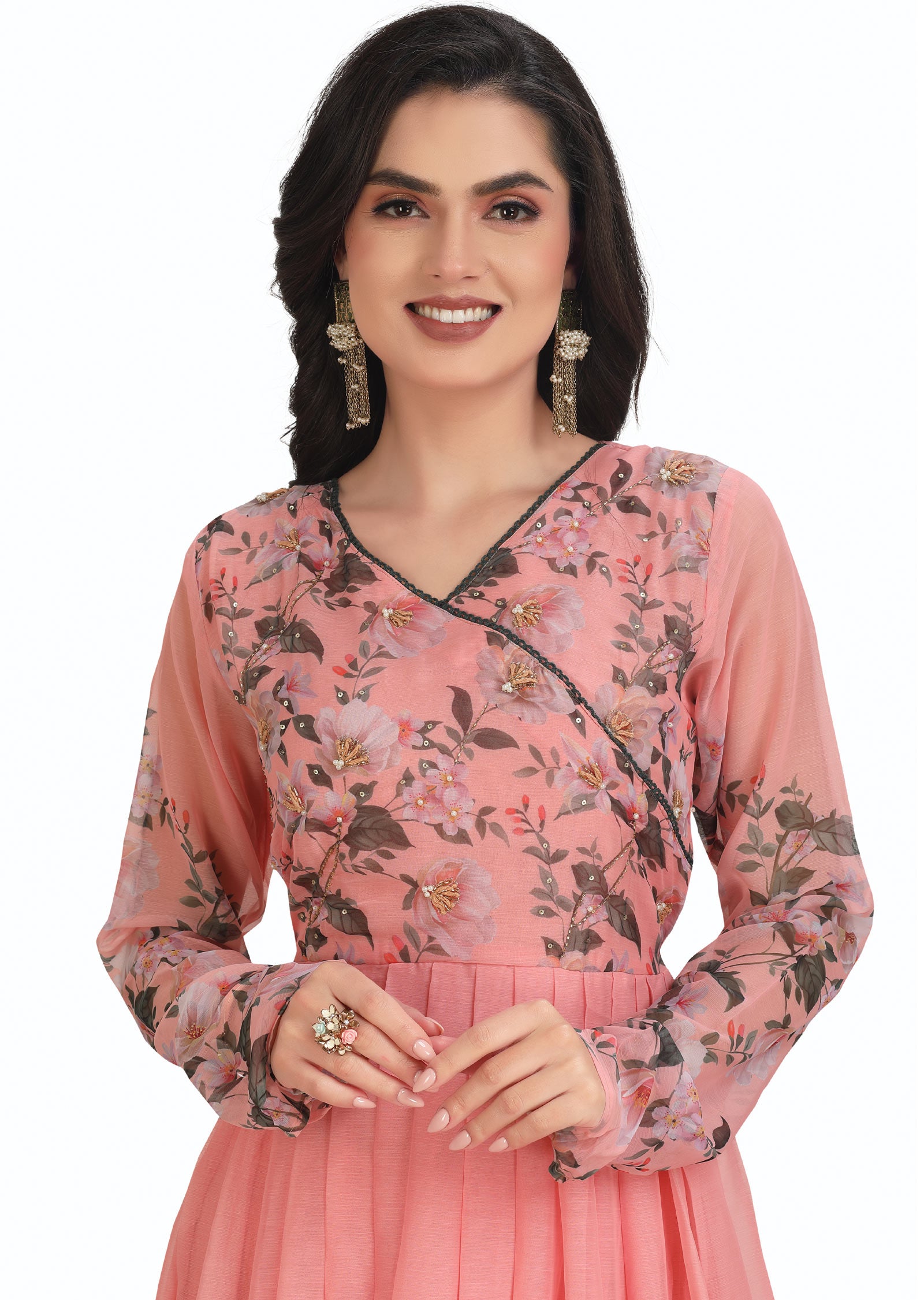 Peach Chiffon Anarkali