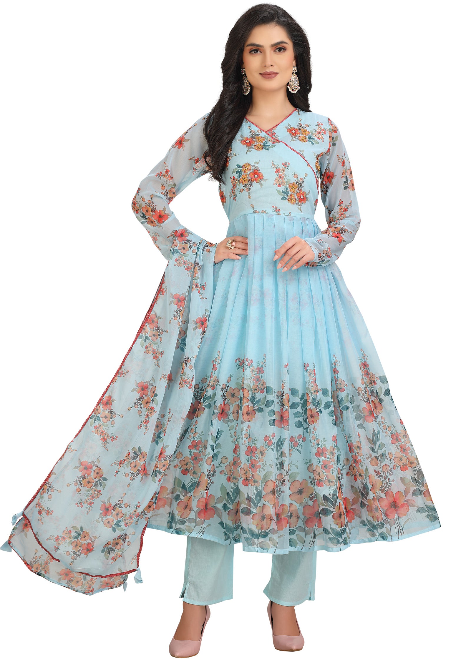 Light Blue Chiffon Anarkali