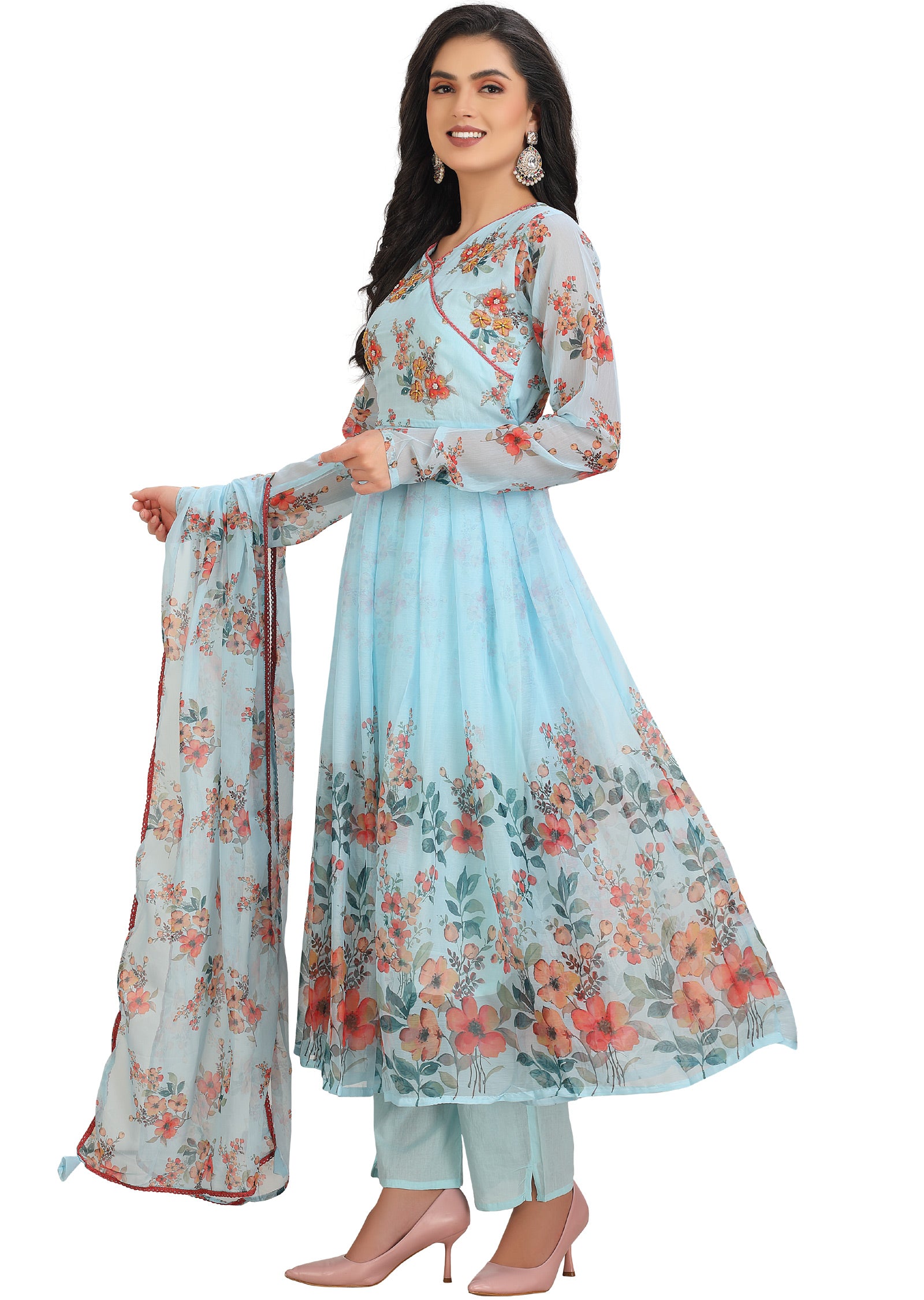 Light Blue Chiffon Anarkali