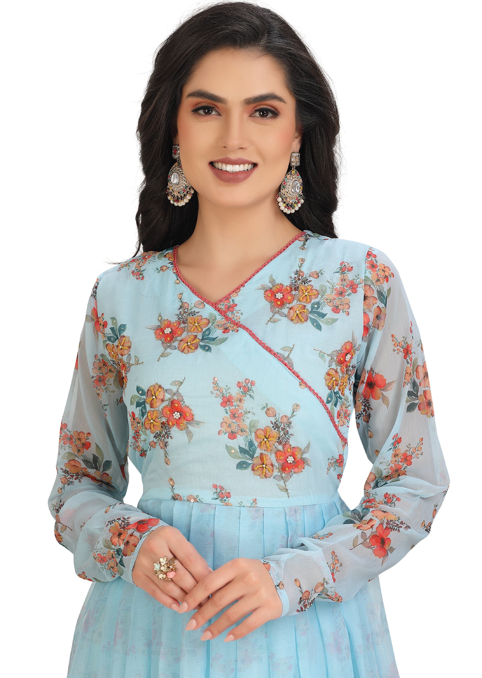 Light Blue Chiffon Anarkali