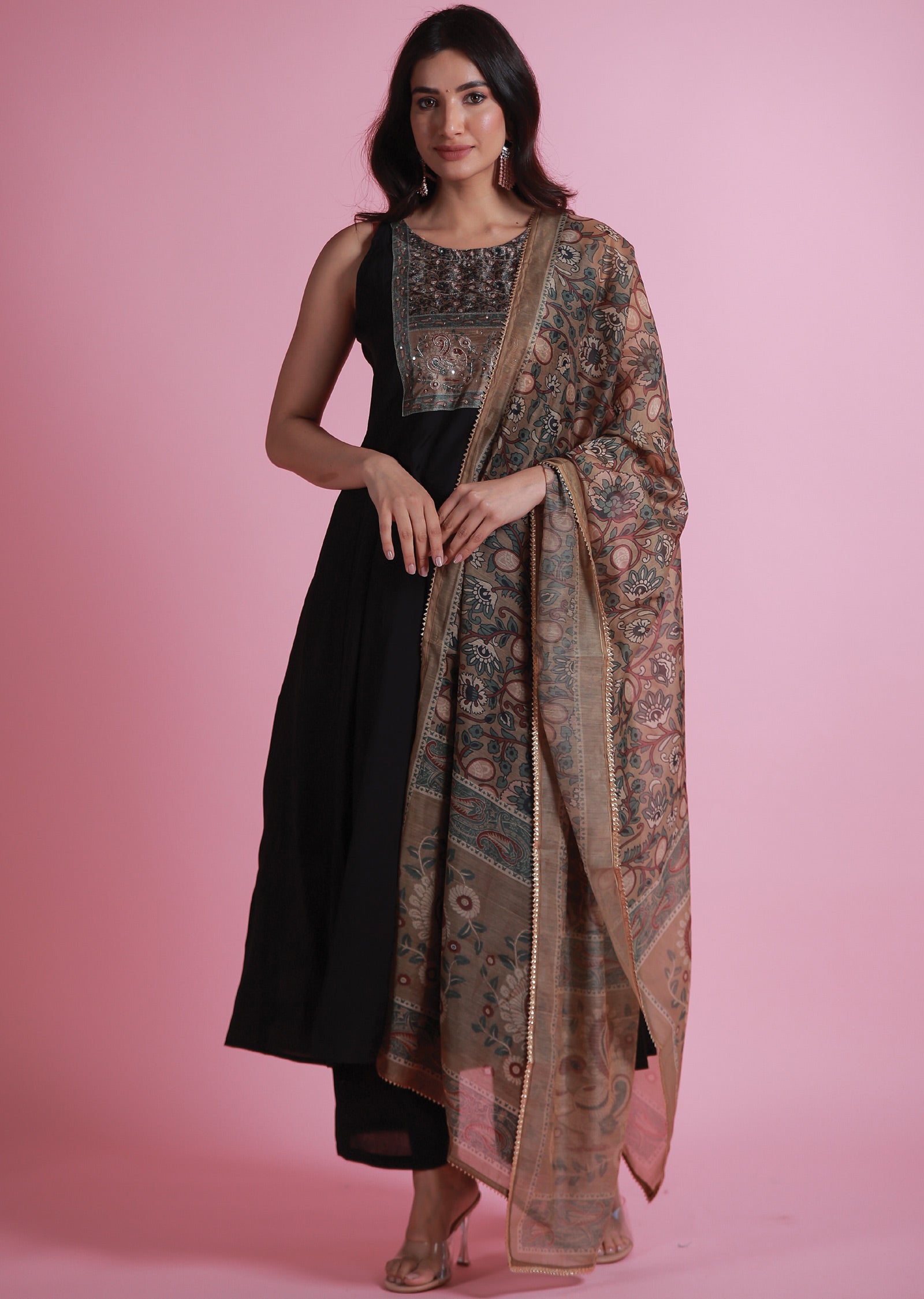 Black Russion Silk Anarkali