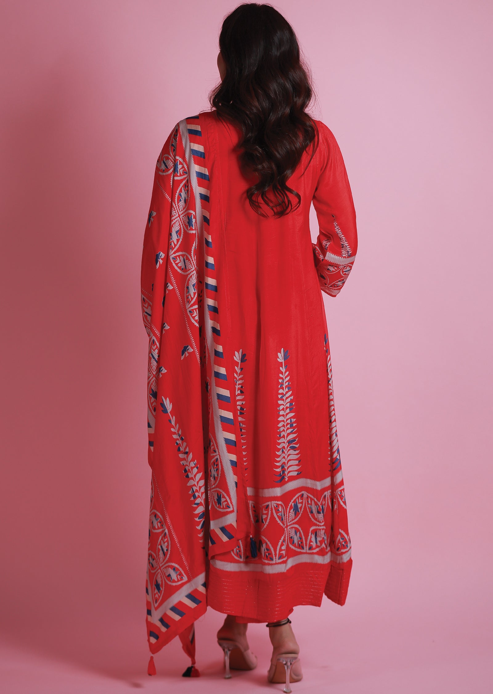 Red Muslin Anarkali