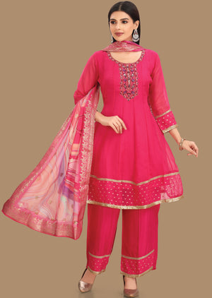 Rani Pink Organza Anarkali