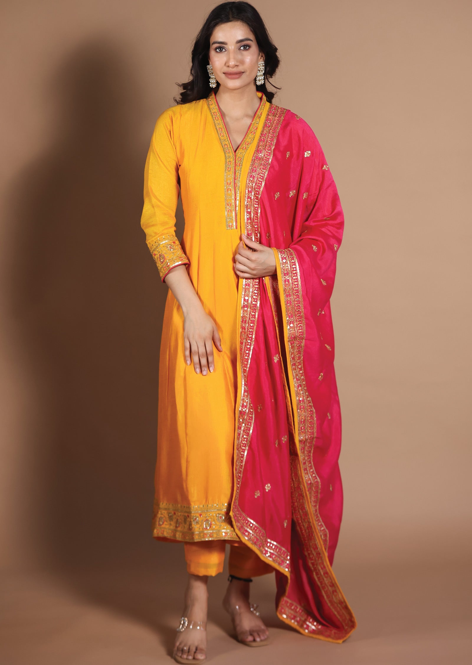 Yellow Silk Anarkali