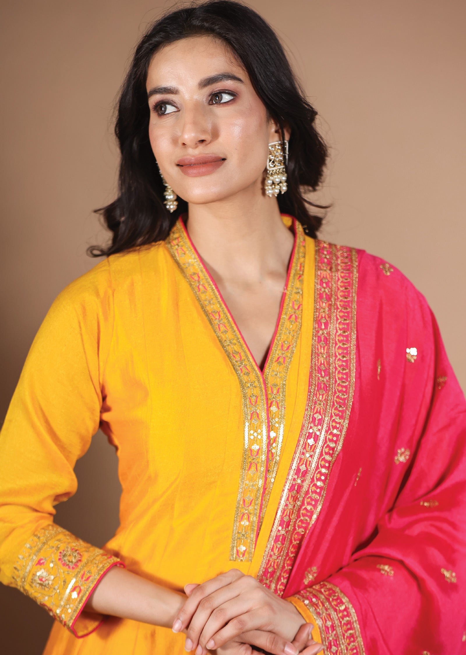 Yellow Silk Anarkali