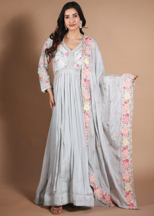 Light Grey Chinnon Anarkali