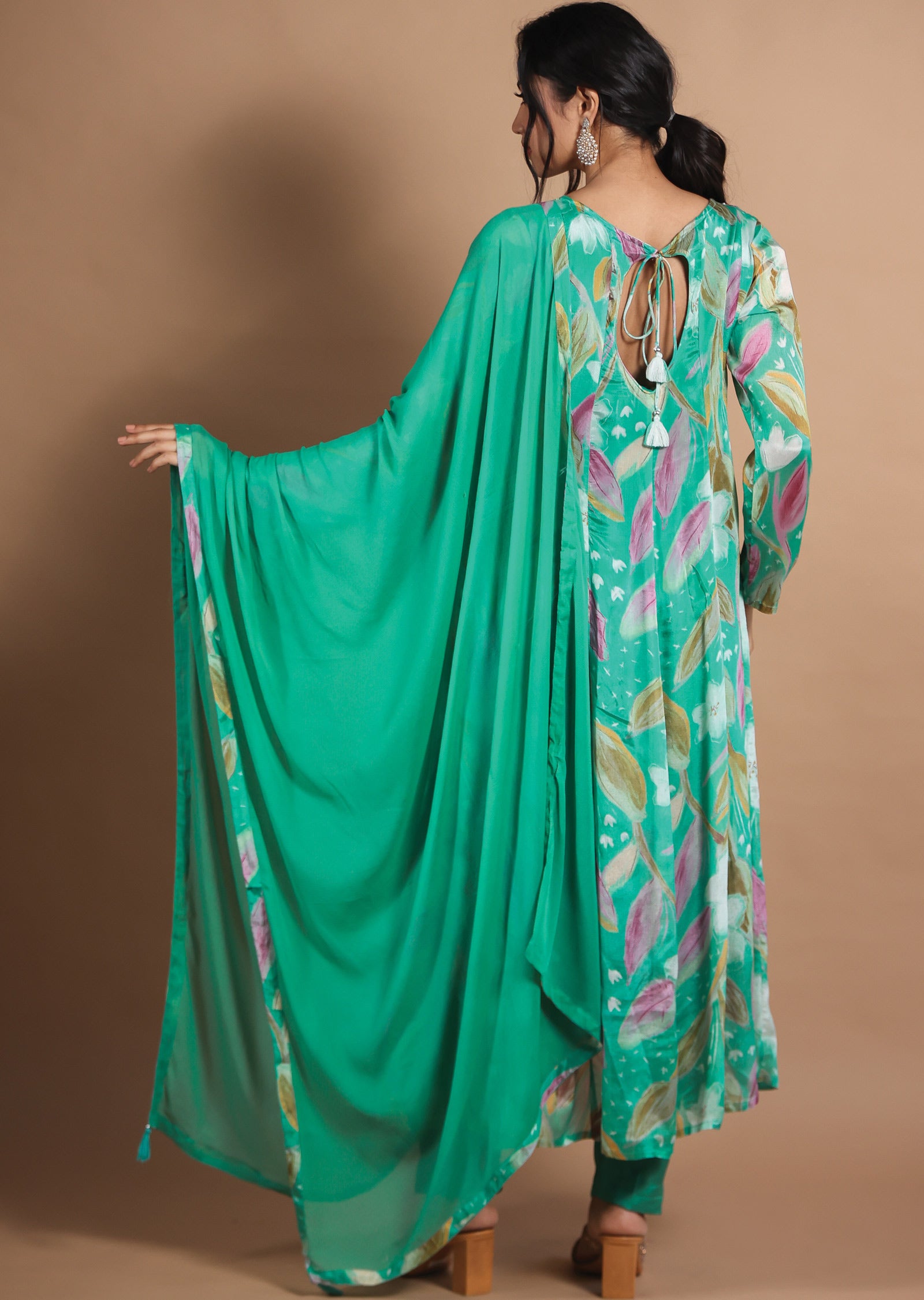 Dusty Green Chinnon Anarkali