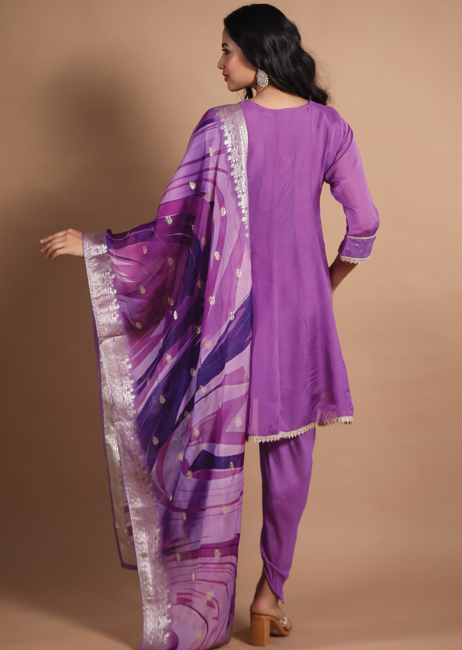 Lavender Banarasi Organza Anarkali