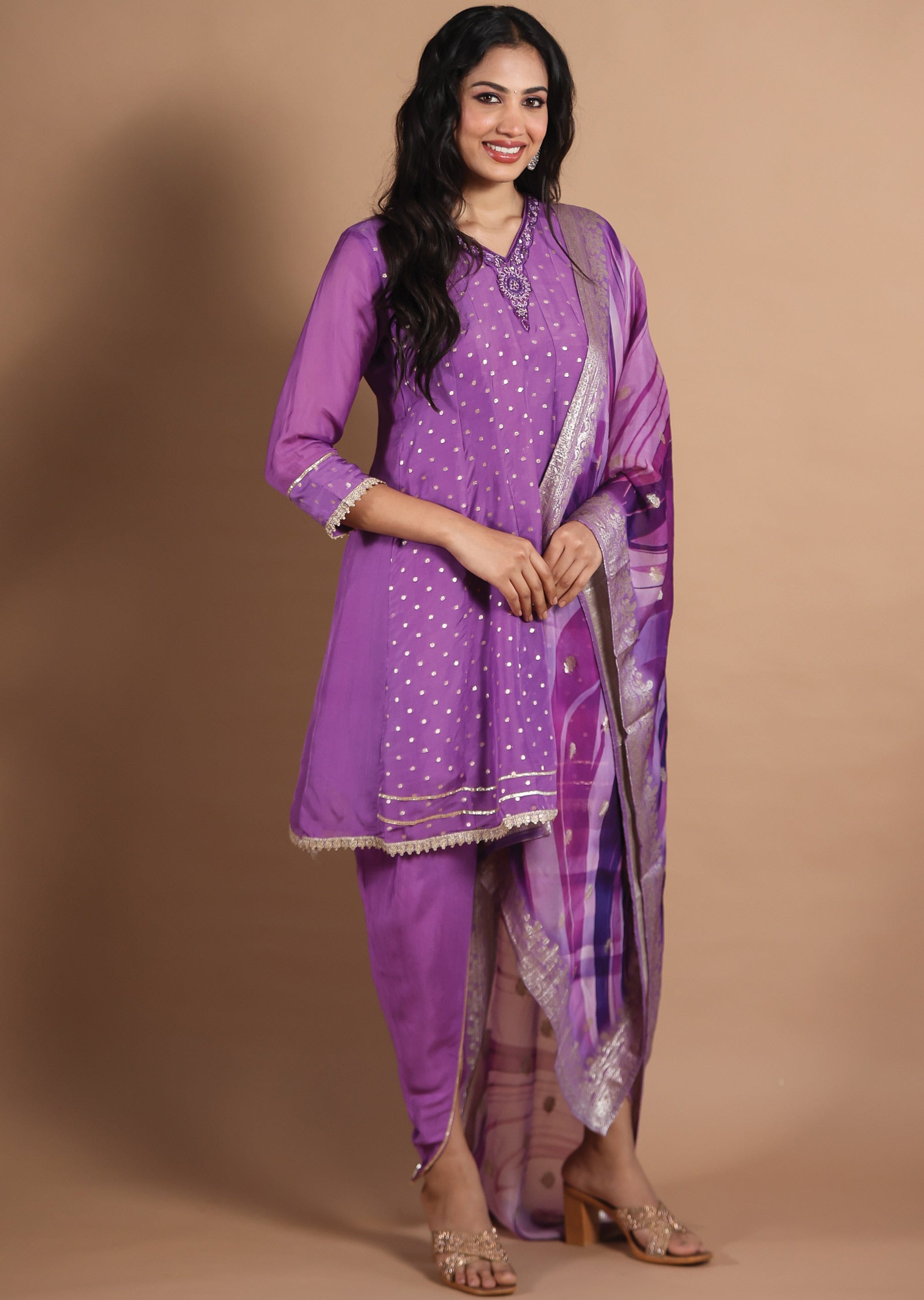 Lavender Banarasi Organza Anarkali