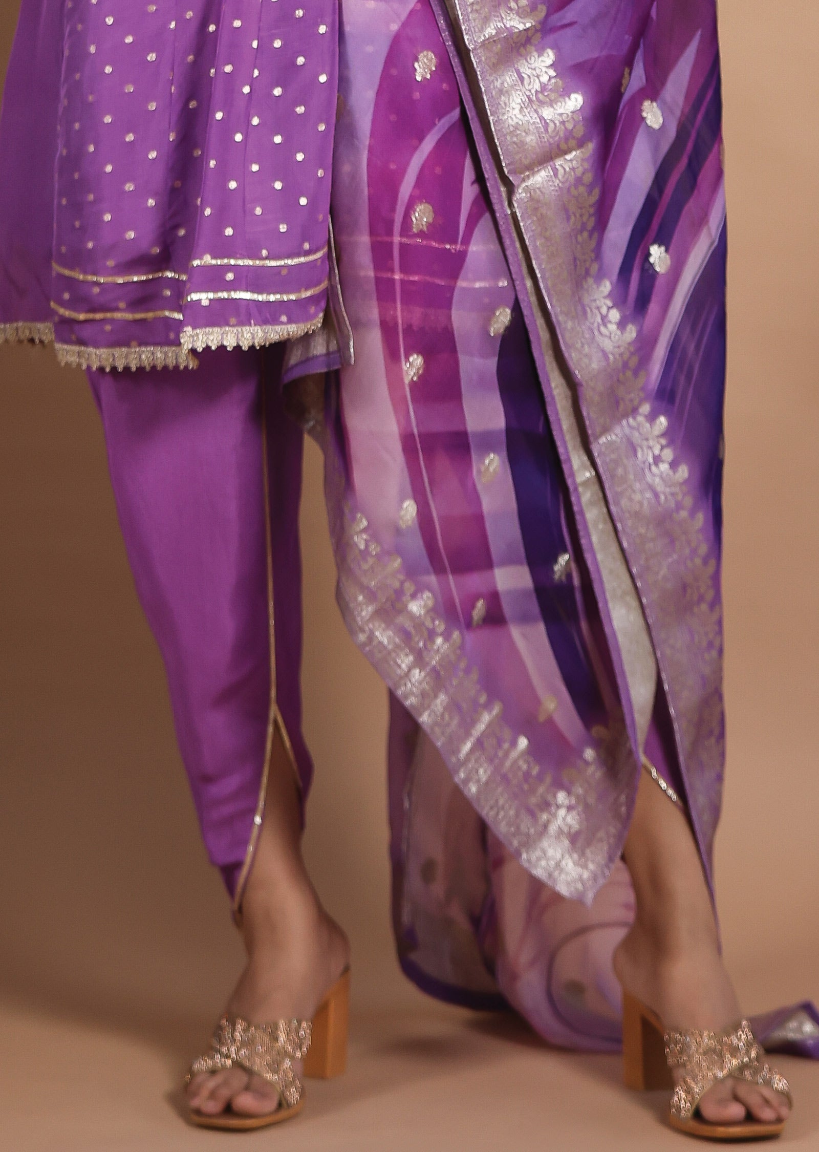 Lavender Banarasi Organza Anarkali