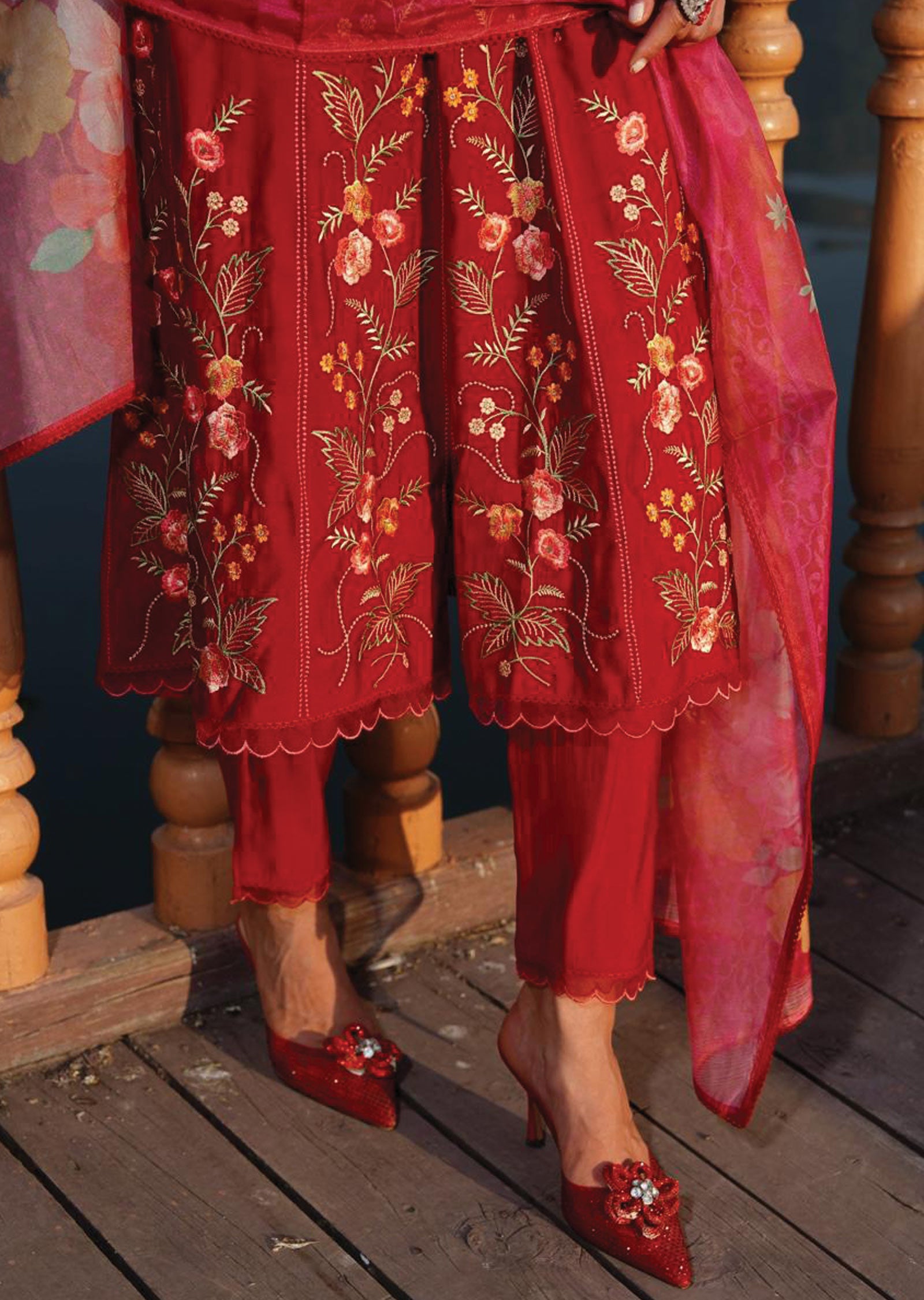 Maroon Russian Silk Anarkali