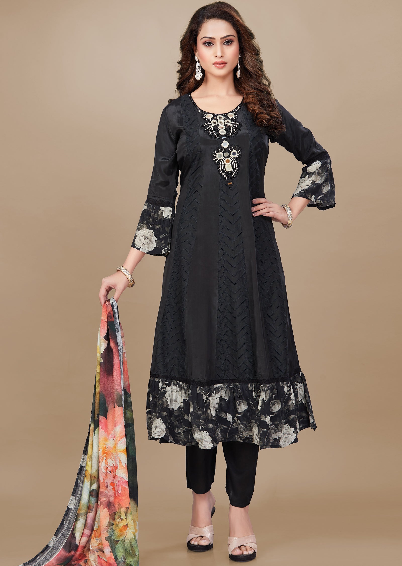 Black Crepe Anarkali