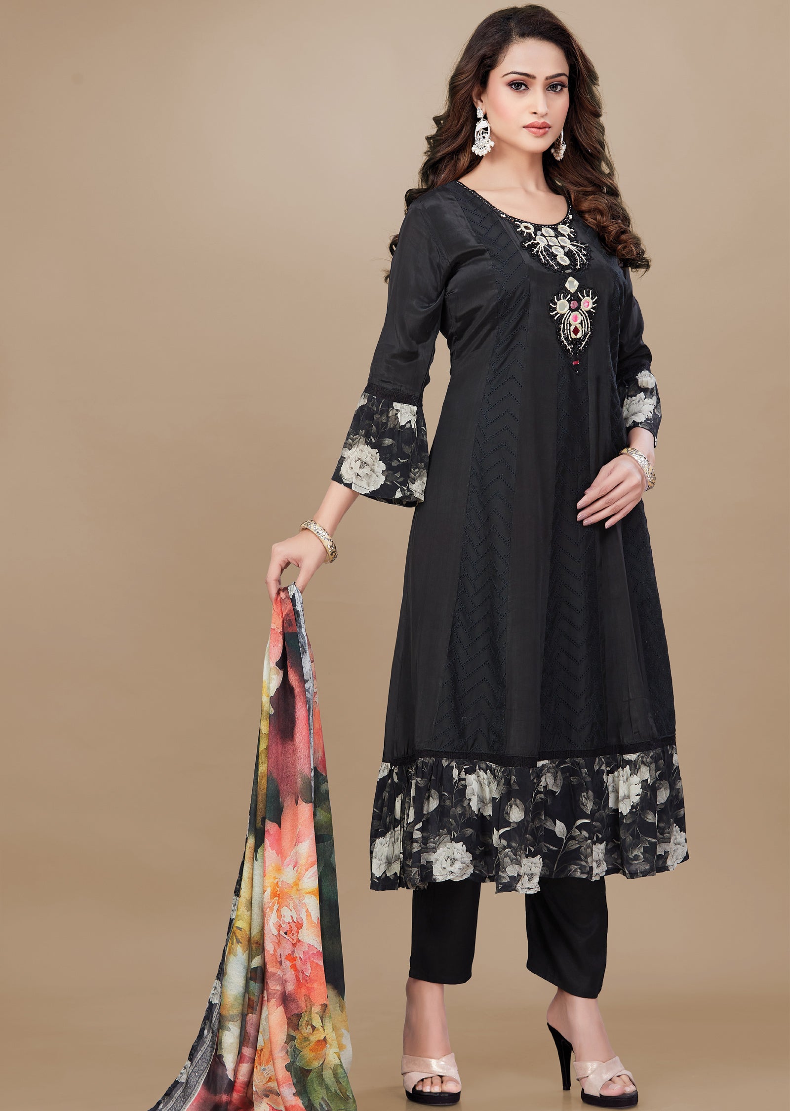 Black Crepe Anarkali