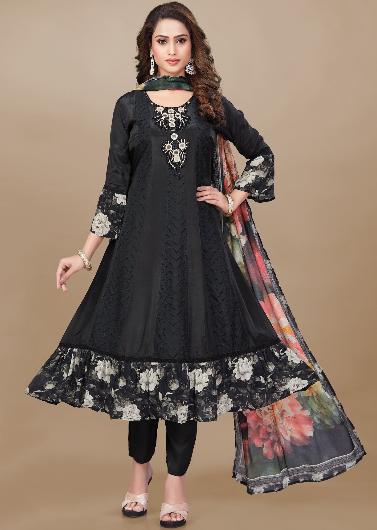 Black Crepe Anarkali