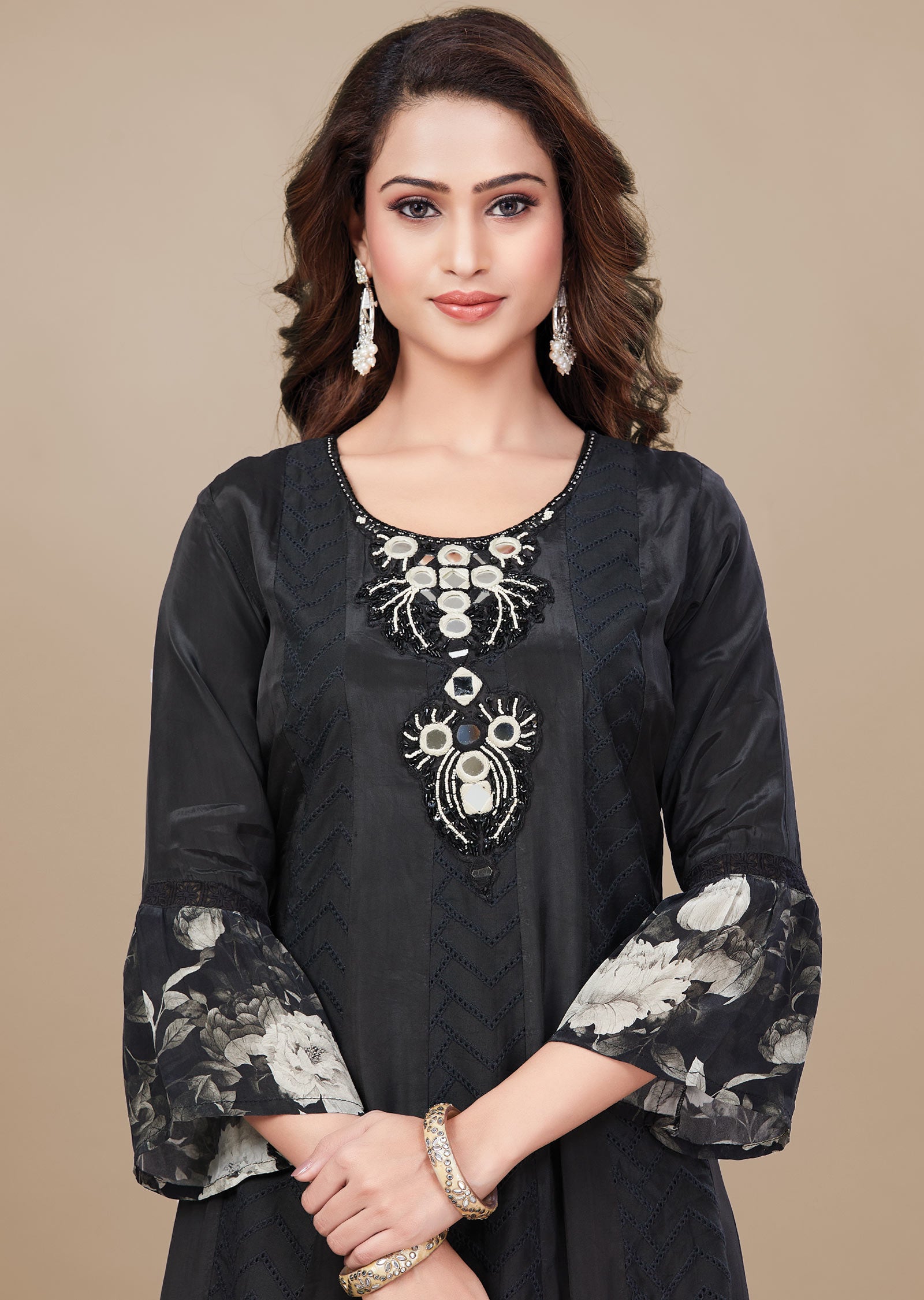 Black Crepe Anarkali