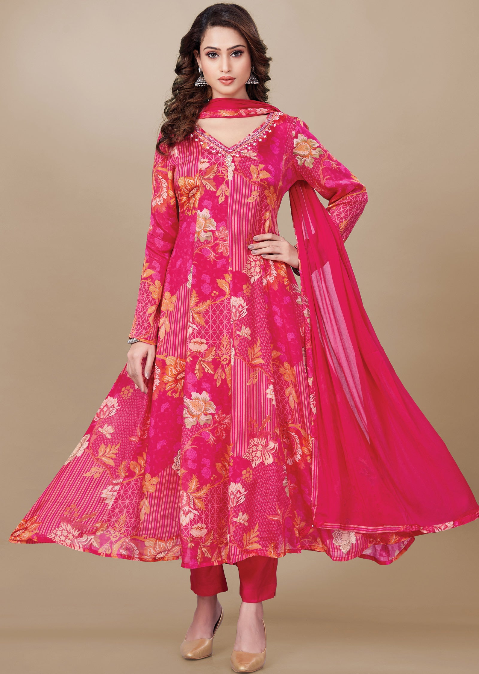 Rani Pink Crepe Anarkali