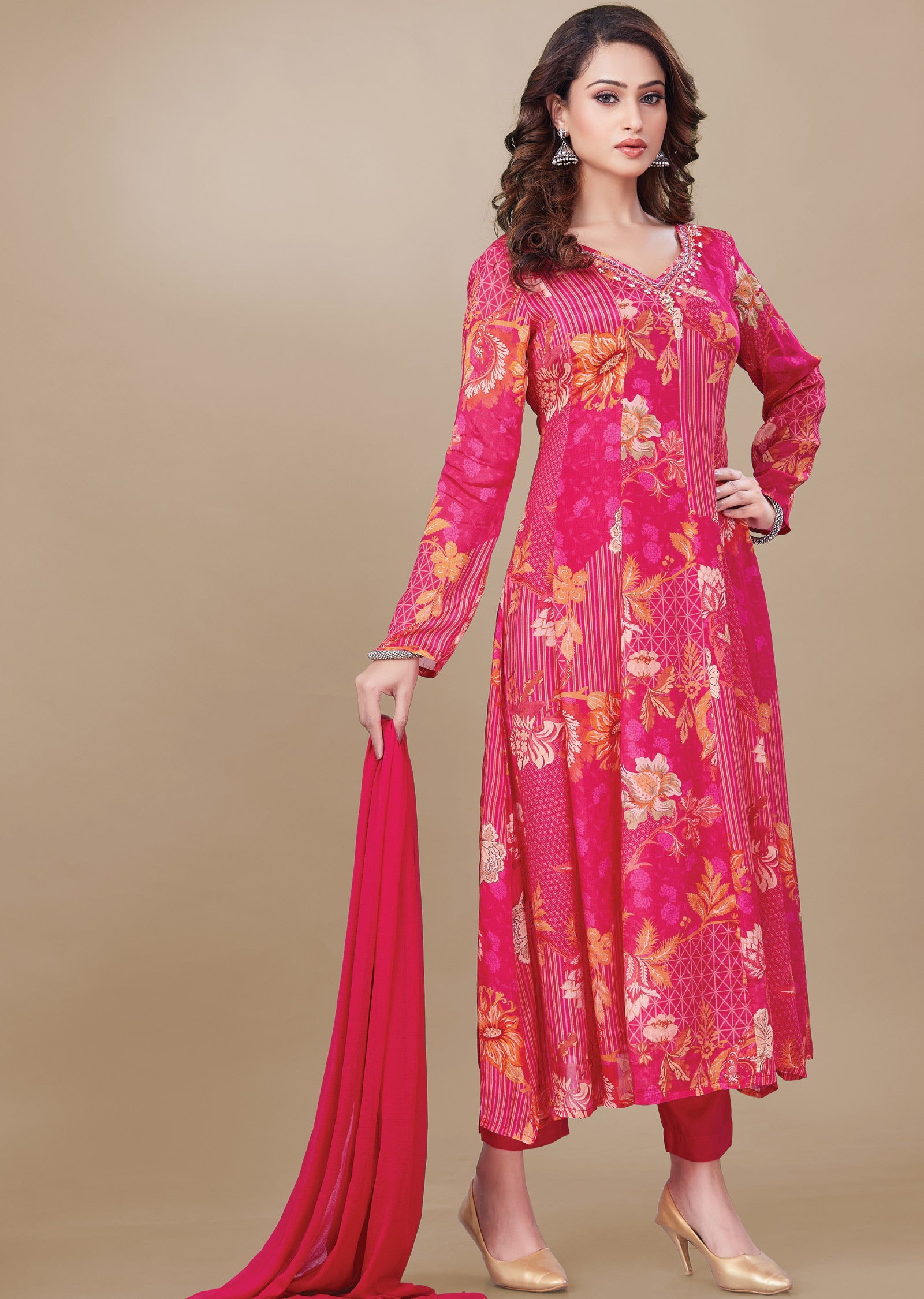 Rani Pink Crepe Anarkali