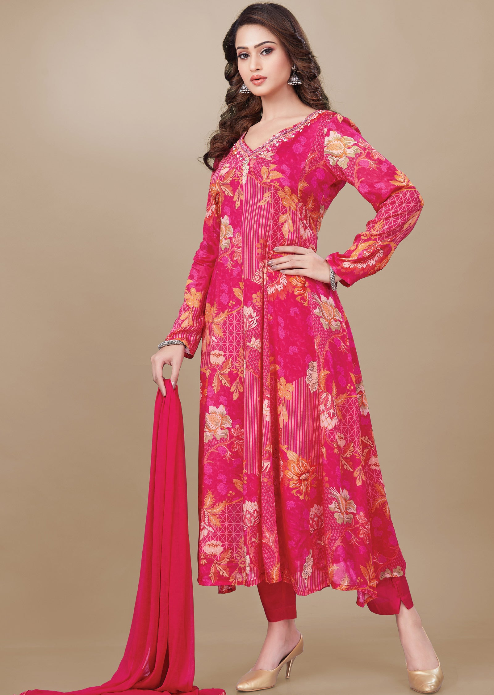 Rani Pink Crepe Anarkali