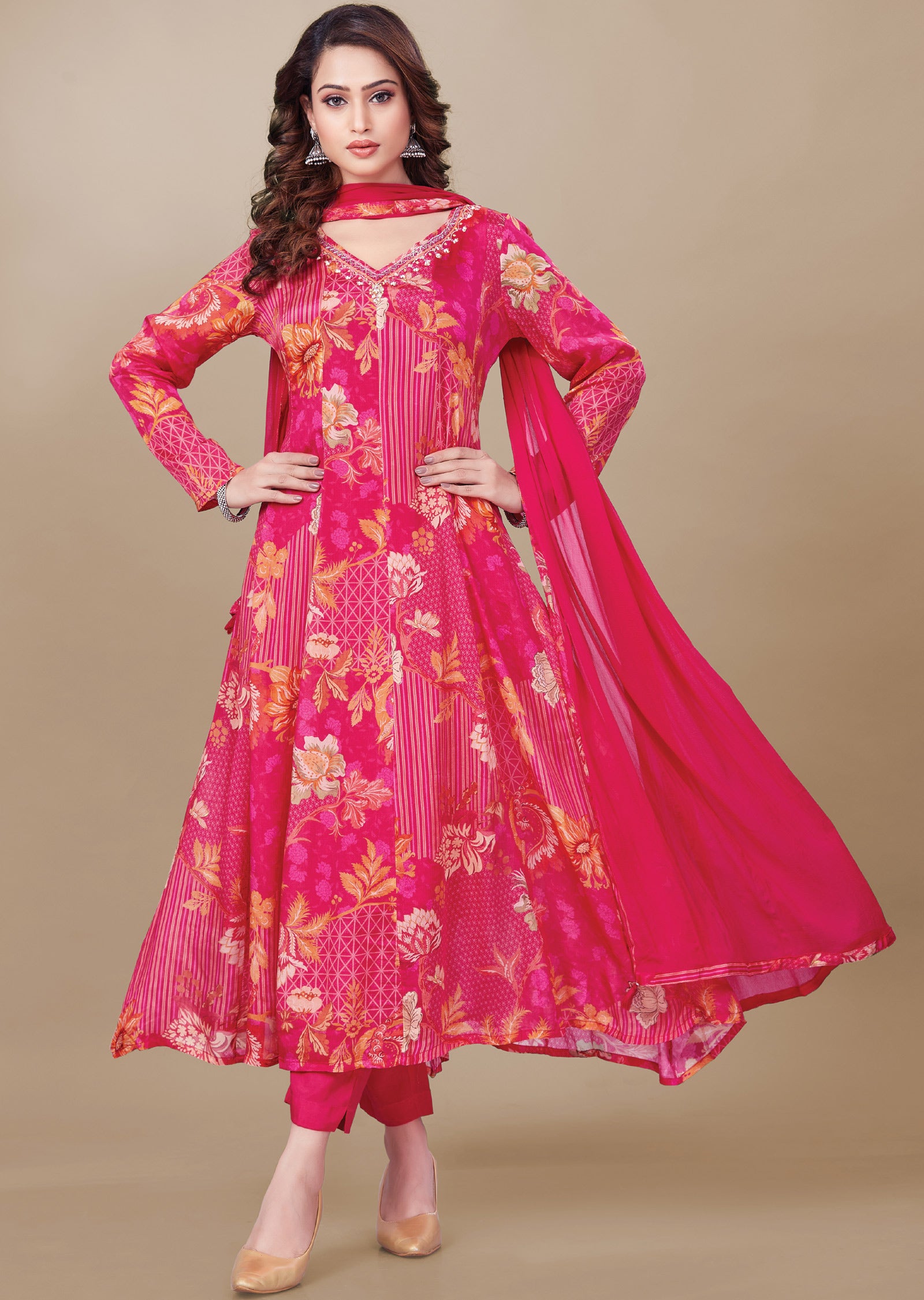 Rani Pink Crepe Anarkali