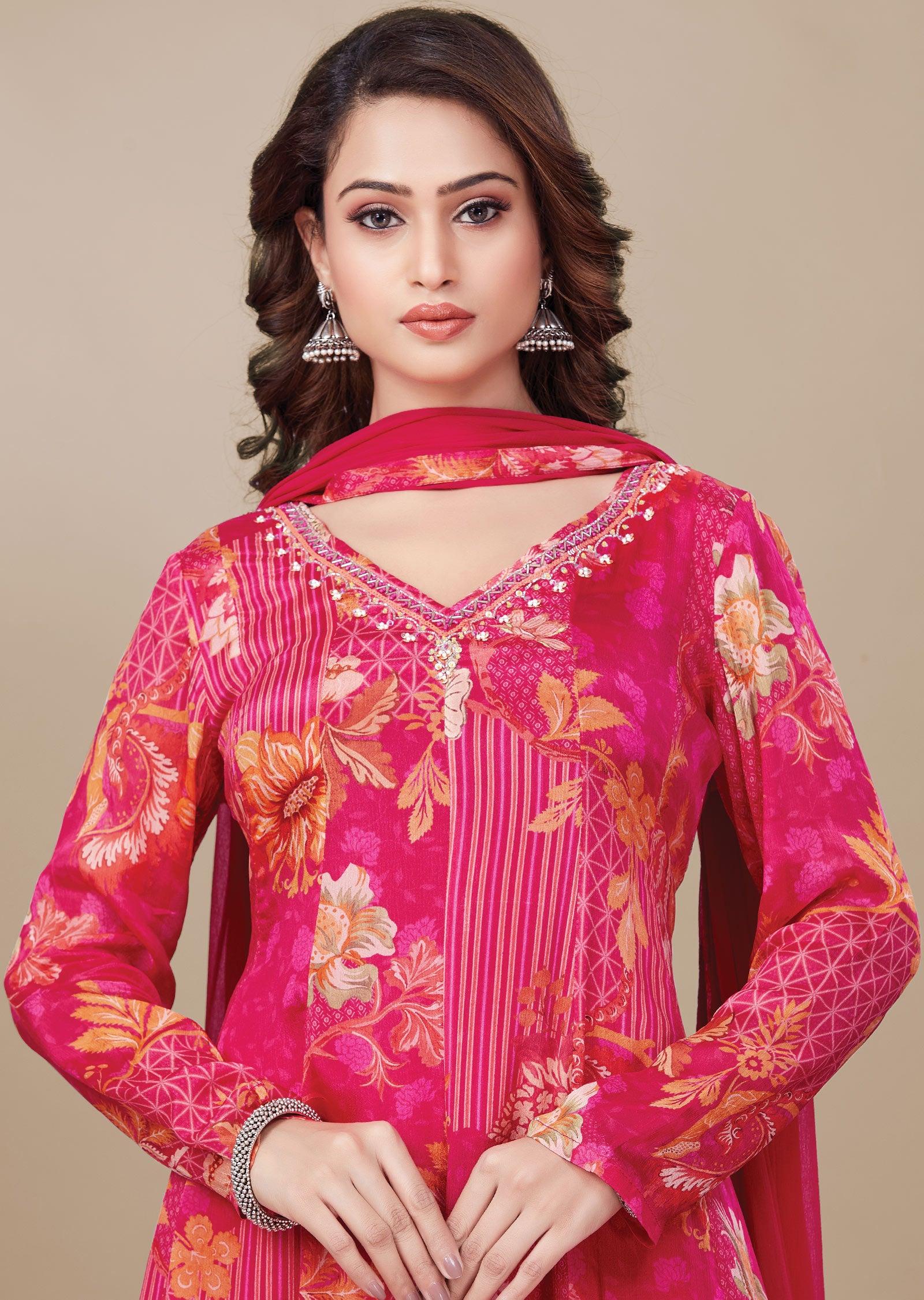 Rani Pink Crepe Anarkali