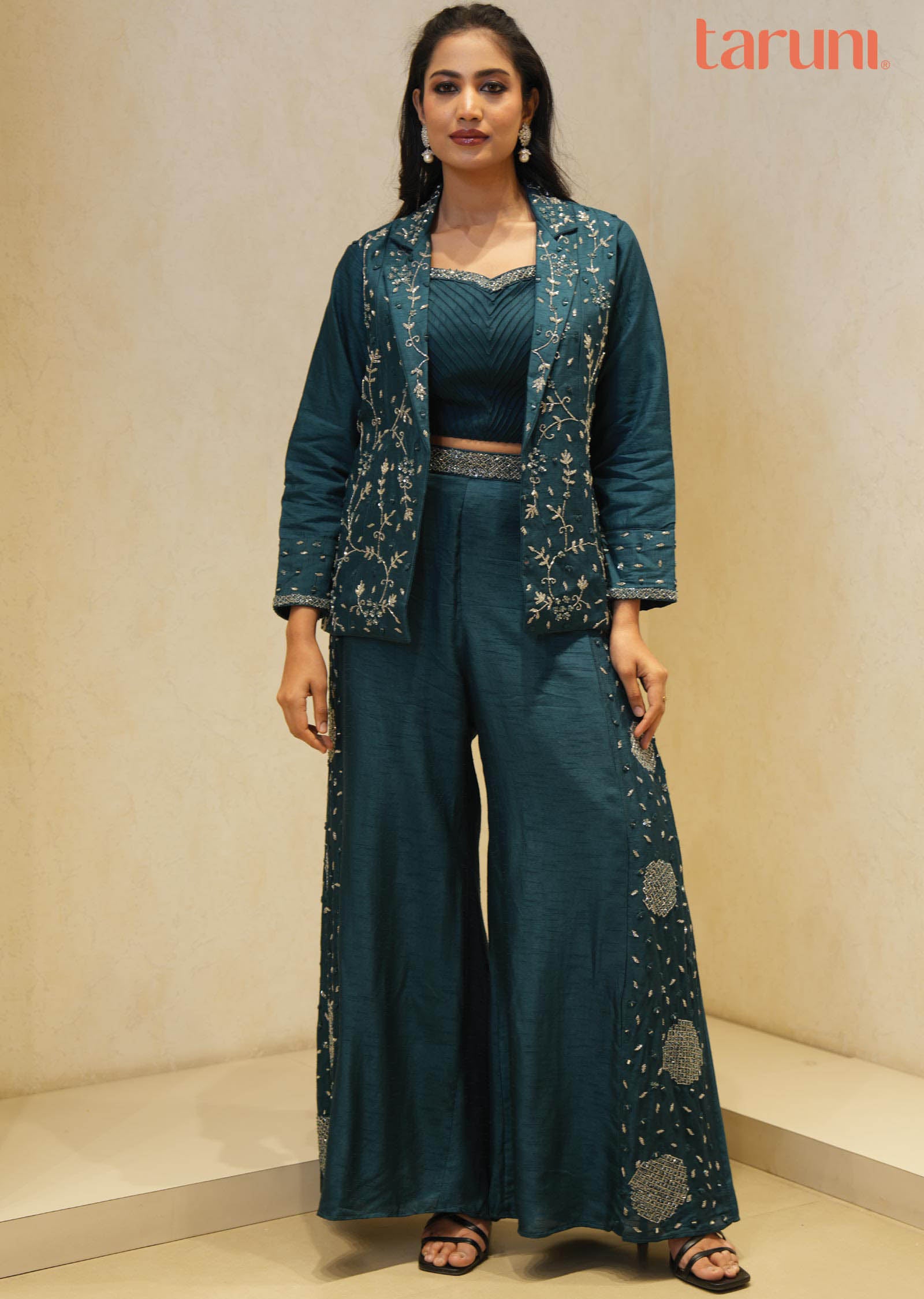 Silk Embroidered Fusion/Indo-Western Set