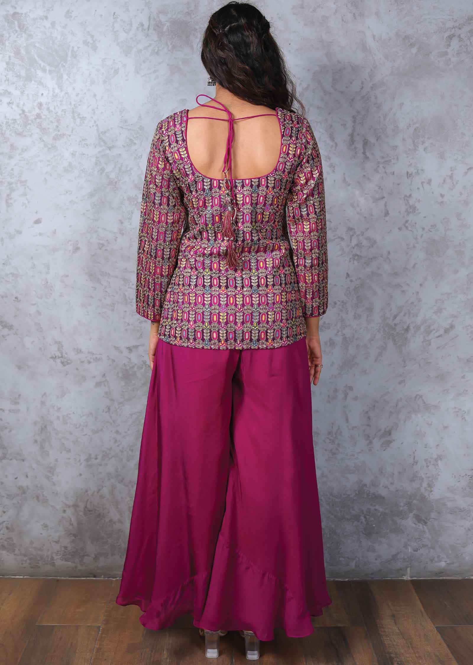 Modal Embroidered Fusion/Indo-Western Set