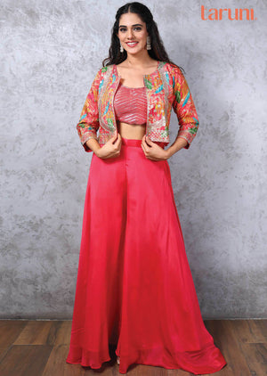 Shimmer & Chinnon Embroidered Fusion/Indo-Western Set